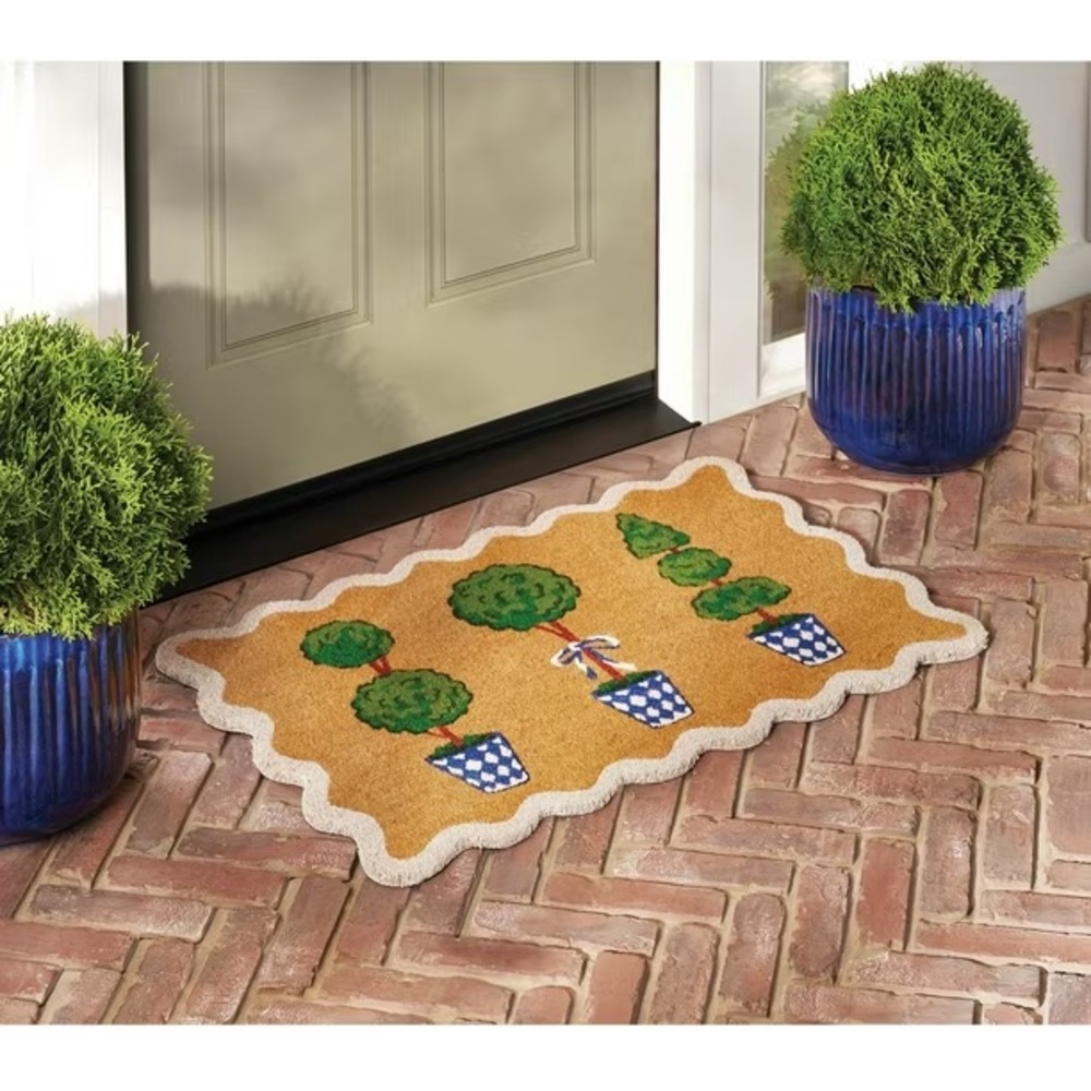 Scalloped Topiary Summer Coir Doormat, 23" x 35" - Picture 4 of 4